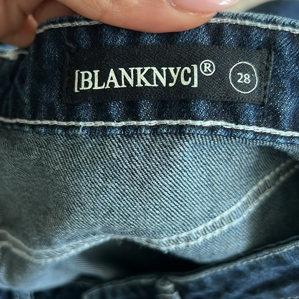 Blank NYC Dark Blue Denim Skirt with Front Slit - Picture 5 of 7
